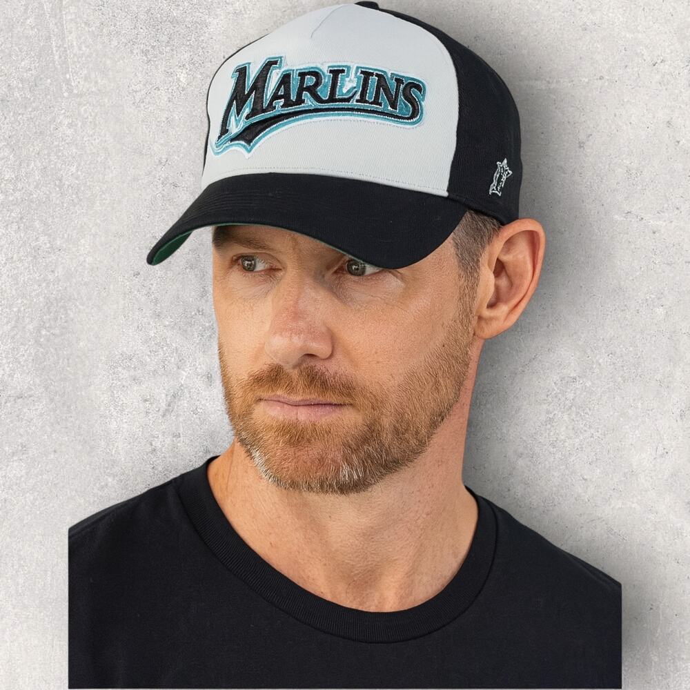 Miami Marlins Snapback Hat Black White Adjustable MLB Baseball Cap Fan Gear